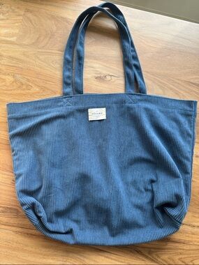 Sezane Denim-Blue Ribbed Tote